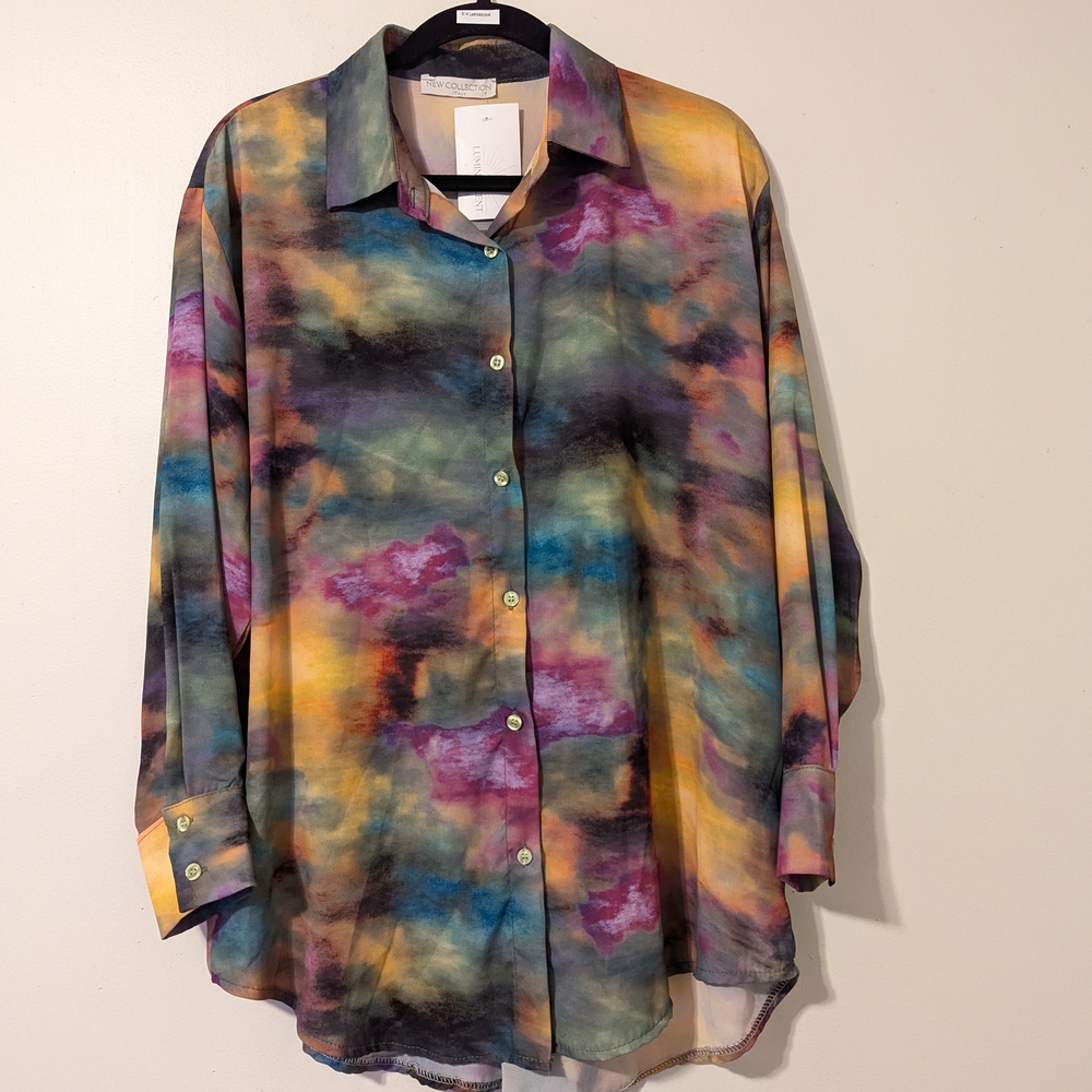 Colorful Tie-Dye Button-Up Shirt